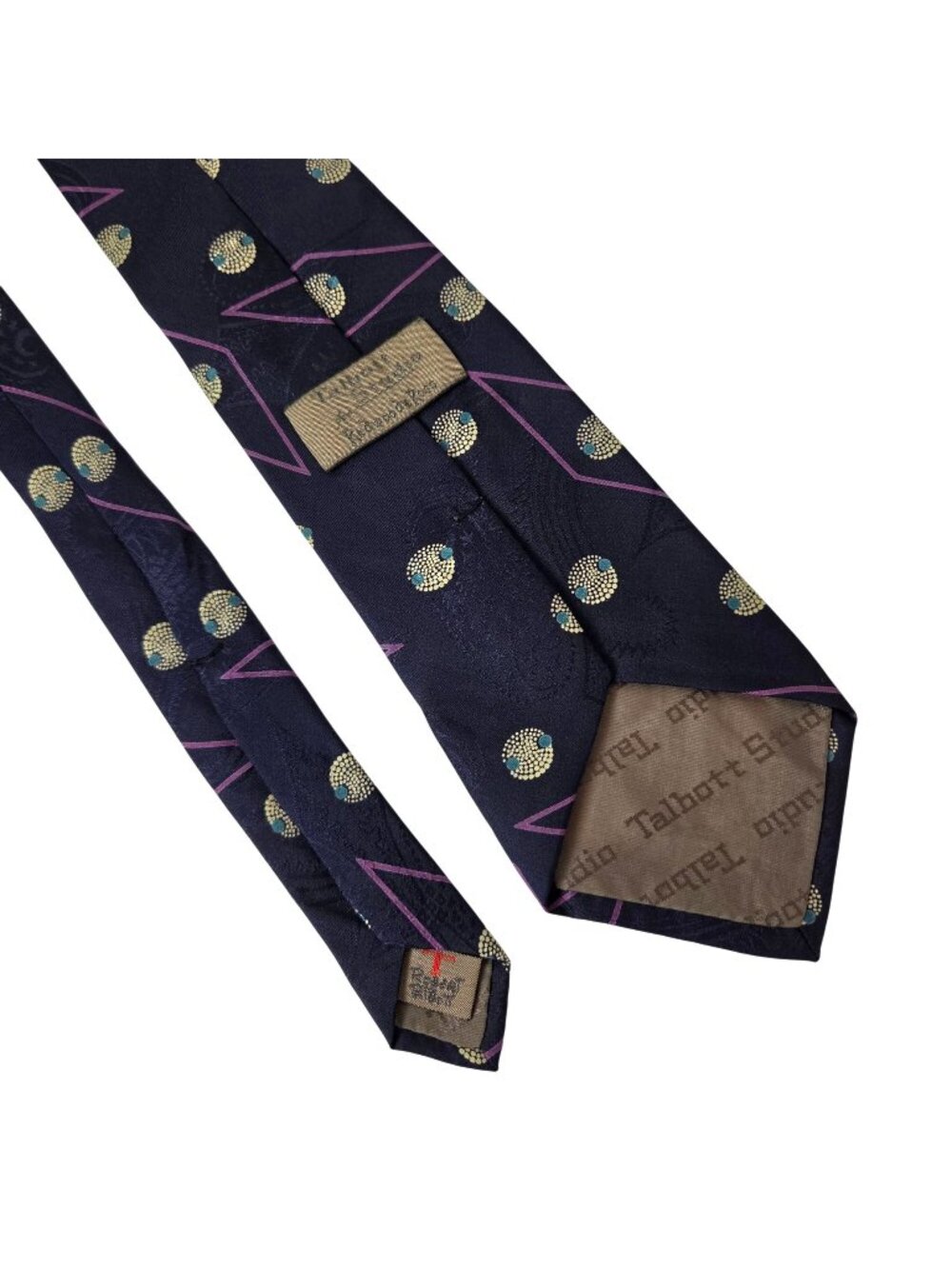 Vintage Talbott Studio For Redwood & Ross Navy Mens Silk Tie Abstract Geometric